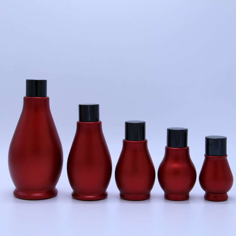 星玻图厂家单葫芦瓶喷涂星玻图红色玻璃精油瓶医药化妆品葫芦瓶定