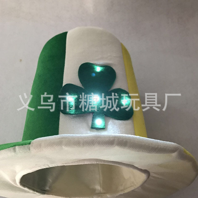 LED luminoso sombrero fiesta sombrero irlandés Festival sombrero trébol sombrero afortunado rendimiento suministros Topper