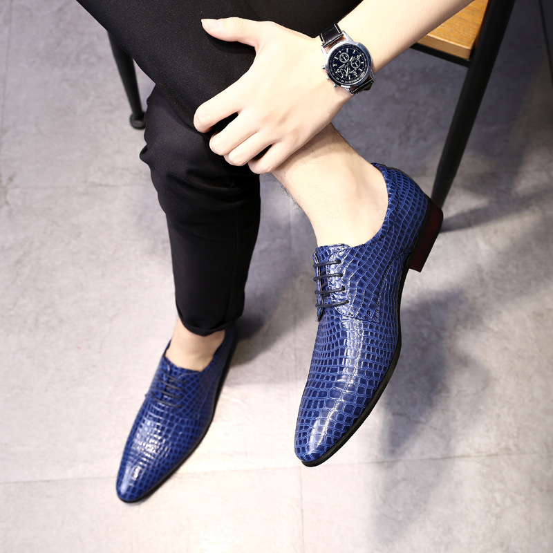 Fashion snake print men's shoes oversized leather shoes_vogvips.com