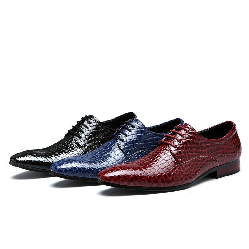 Fashion snake print men's shoes oversized leather shoes_vogvips.com