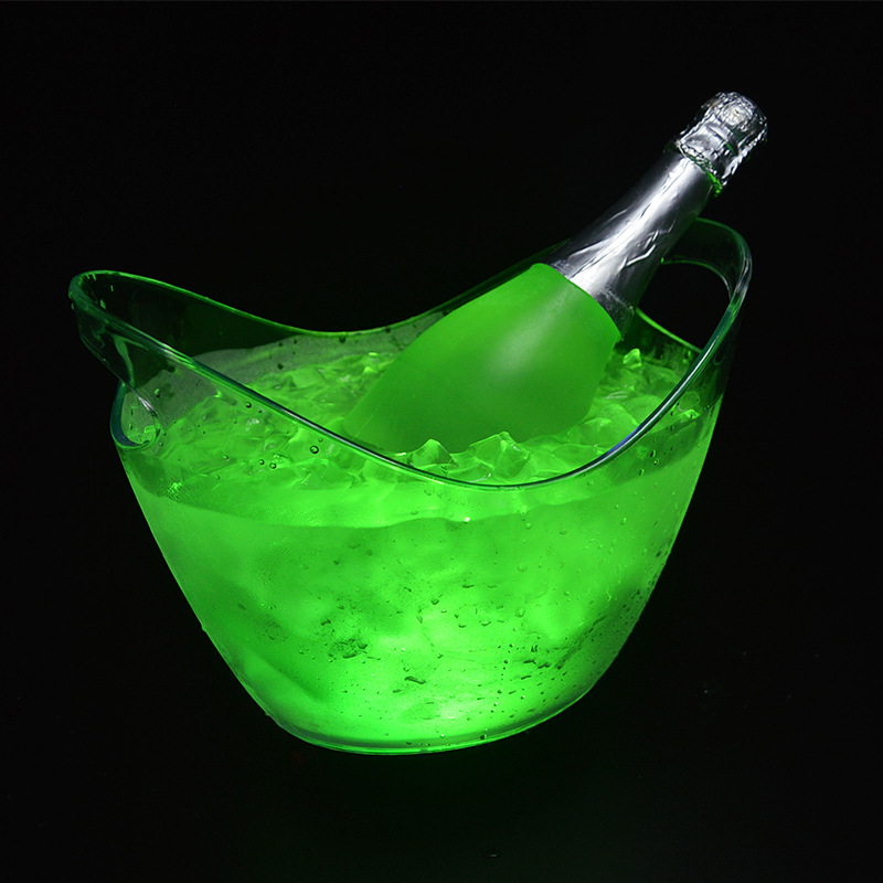 厂家直售发光小元宝冰桶透明创意双提手装酒桶LED发光冰桶