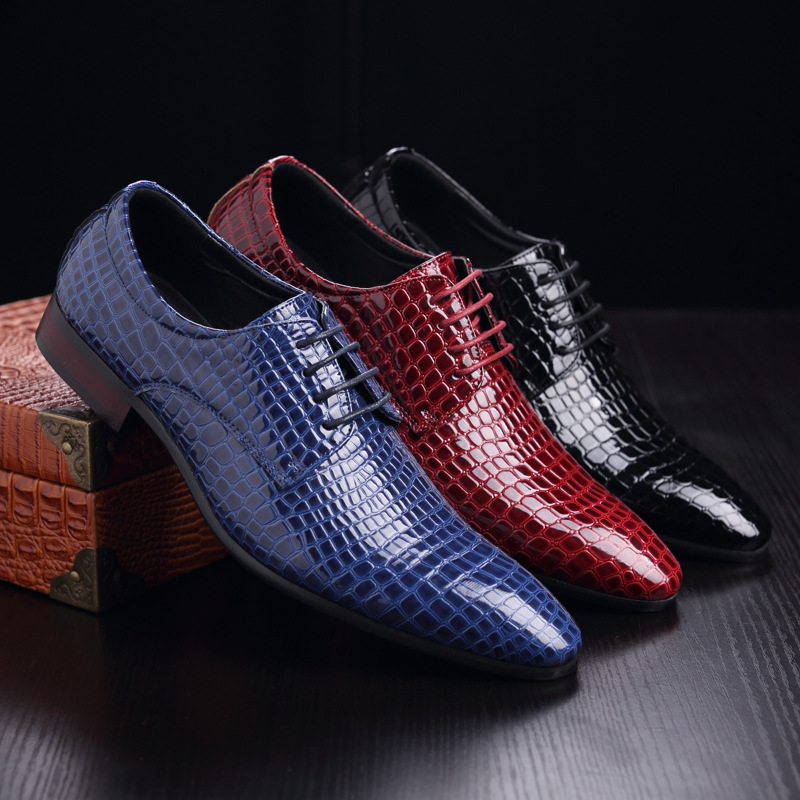 Fashion snake print men's shoes oversized leather shoes_vogvips.com
