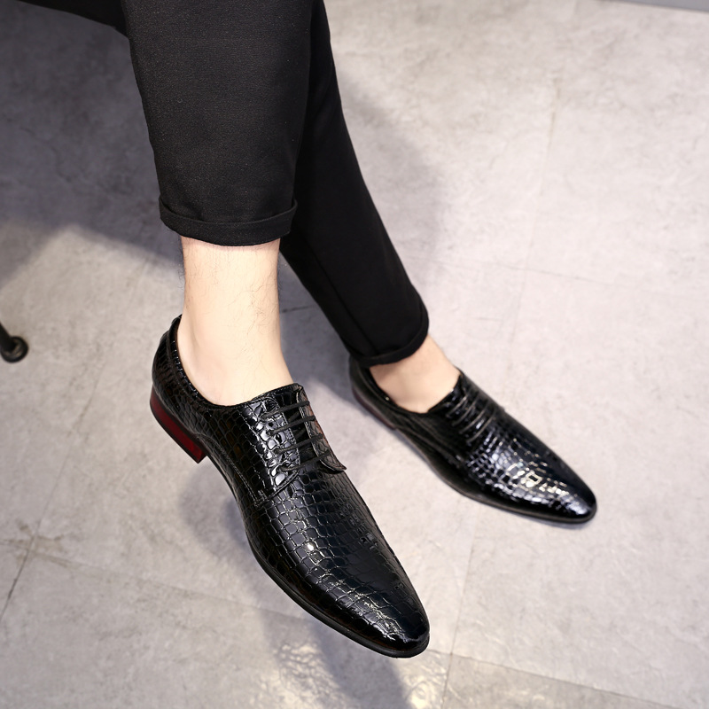 Fashion snake print men's shoes oversized leather shoes_vogvips.com