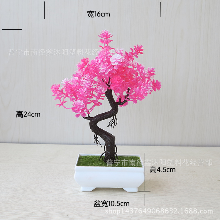 [Con maceta] Planta artificial bonsai decoración de escritorio interior artificial rábano verde bonsai pequeña planta verde decoración de flores artificiales