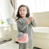 Demi-season children's bag, cute one-shoulder bag for leisure with bow, bag strap, Korean style