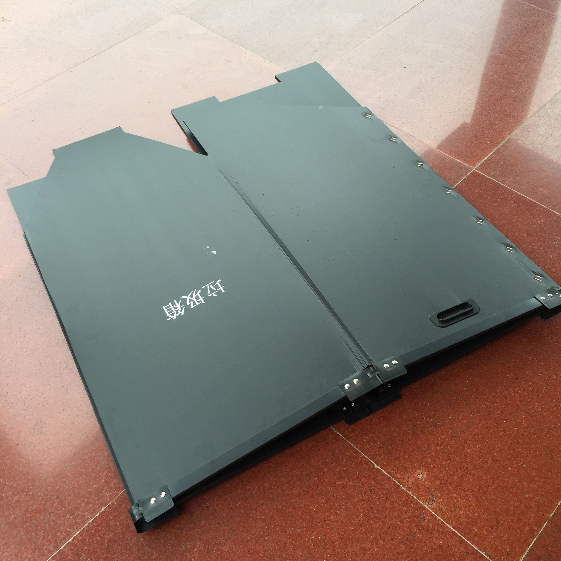 5MM黑色防静电中空板底部扣底式折叠周转箱 防静电垃圾箱