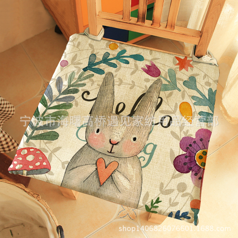 遇见 外贸植物风格客厅坐垫  出口绑带坐垫 礼品坐垫棉麻坐垫四季