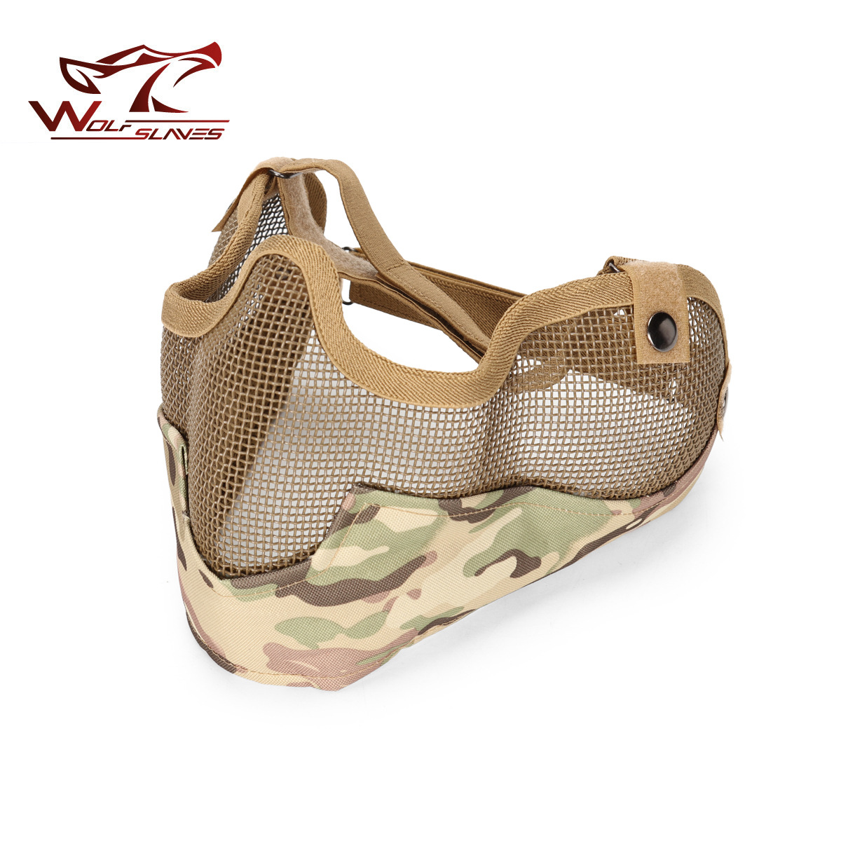 户外V2 CS战术钢丝铁网半脸护耳透气防护面罩 CS护脸面具