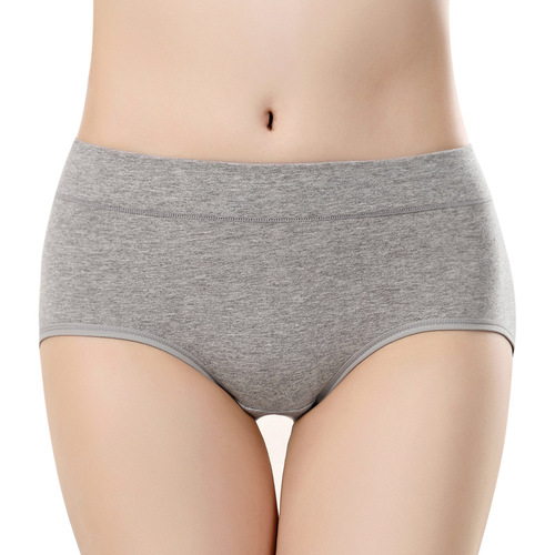 Cross-border solid color mid-waist underwear pure cotton for women Simple mid-waist plus size underwear for women Pure cotton underwear for women wholesale