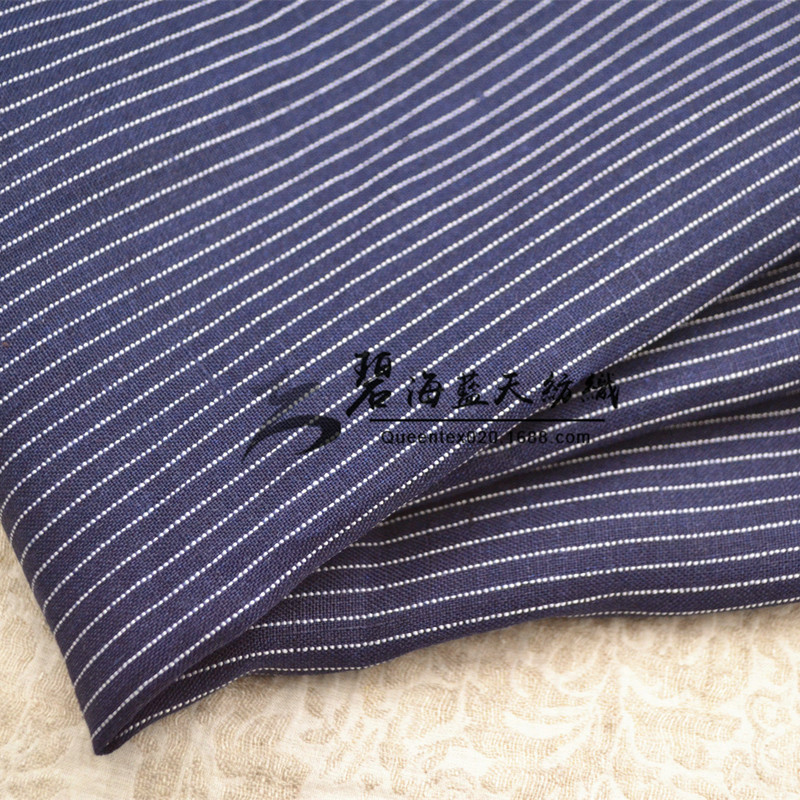 春夏纯亚麻色织布 亚麻条纹衬衫面料 文艺女装童装衬衫面料现货