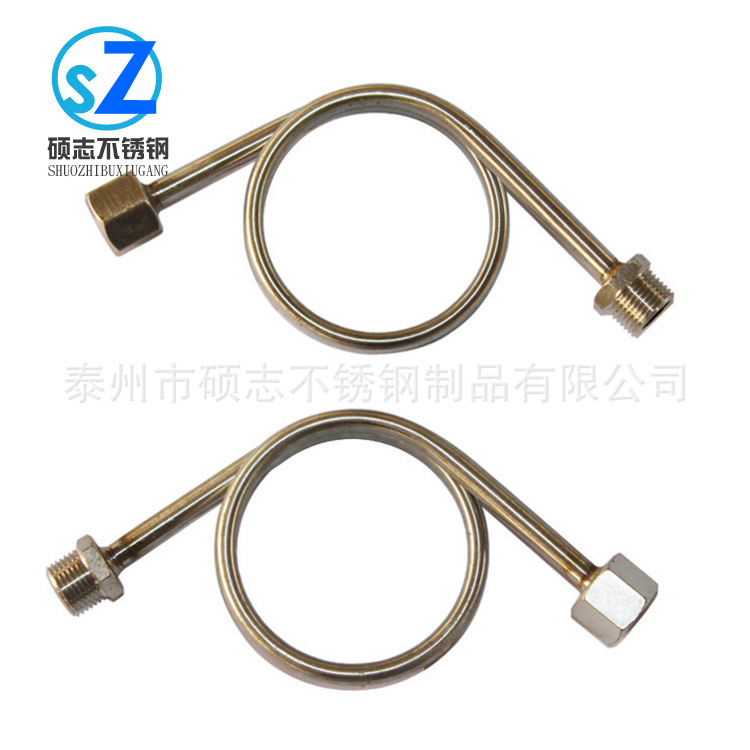 供应304不锈钢压力表弯管 Y60-180° 14*1.5不锈钢压力表缓冲管