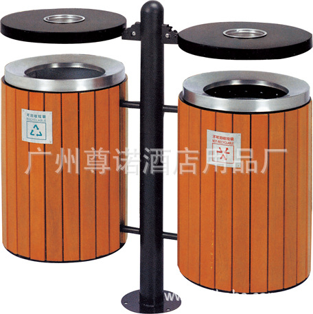 A-306室外圆形木制分类垃圾桶 学校公园环保垃圾箱 定做垃圾桶