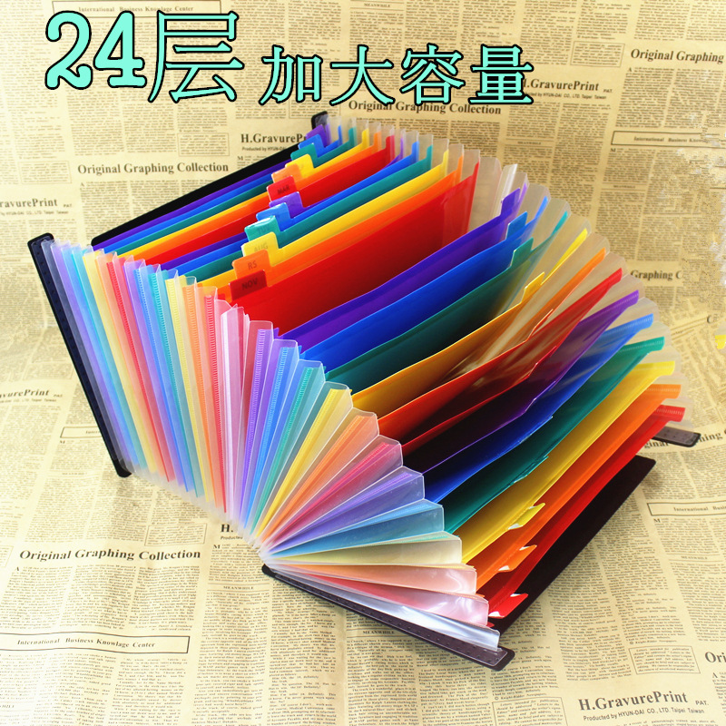 Oficina del estudiante de 24 capas de 37 capas PP multi-capa bolsa de órgano paquete de información color papel de prueba carpeta organizador de escritorio rack