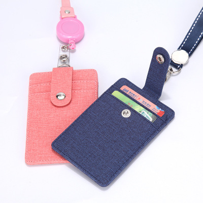 Manufactor wholesale Working documents Ferrule PU Ferrule Chest card Retractable buckle Lanyard Access control Bus card sleeve Lanyard