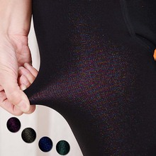 高密锦纶炫彩亮丝打底裤秋冬加绒加厚高腰大码无缝踩脚保暖一体裤