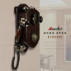 Antique wooden old-fashioned rotating retro wireless telephone