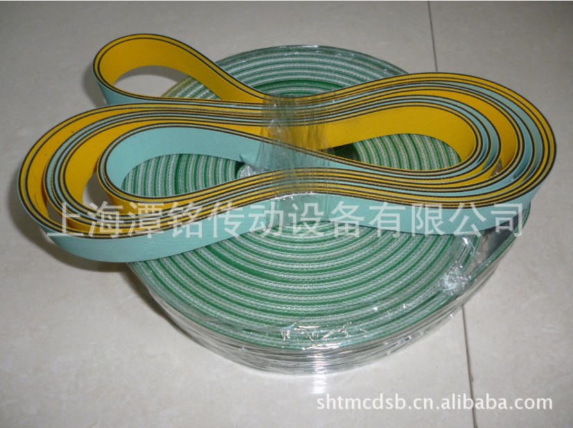 供应花纹平皮带 、尼龙平皮带、花纹片基带、绿黄色