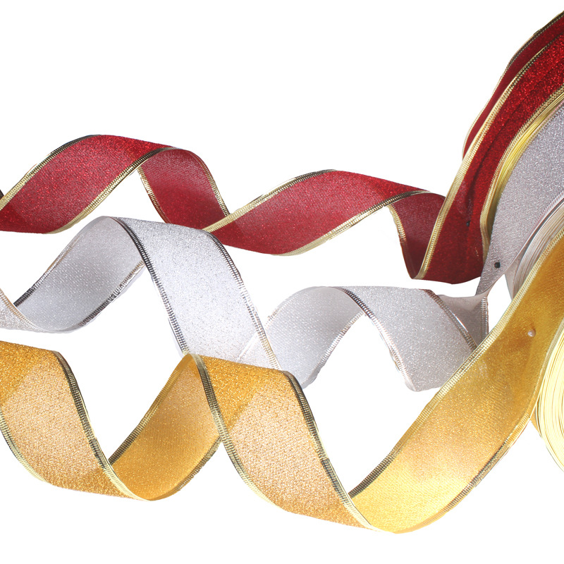 100 kokoa 5cm leveä jouluinen punainen samettikultainen reunanauha Tee-se-itse koristelutarvikkeet_voghion.com