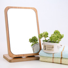 网红台式木质化妆镜子学生桌面折叠方形梳妆镜美妆用品厂家直销