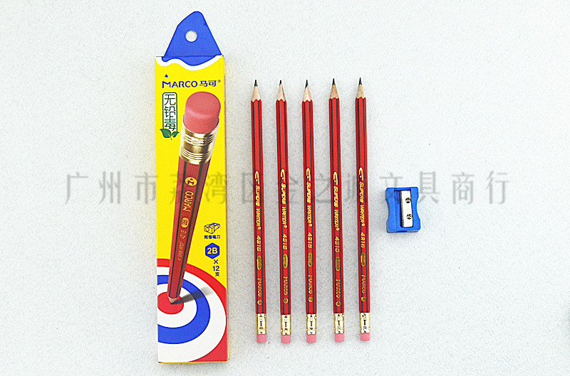 Marco 4218E-12CB lápiz hexagonal 2B/HB goma cabeza escritura lápiz 12 piezas estudiante niños aprendizaje