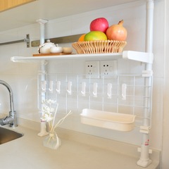 Non-piercing telescopic kitchen storage rack, ceiling-to-floor style kitchen utensil storage rack, kitchen organization rack, hanging net