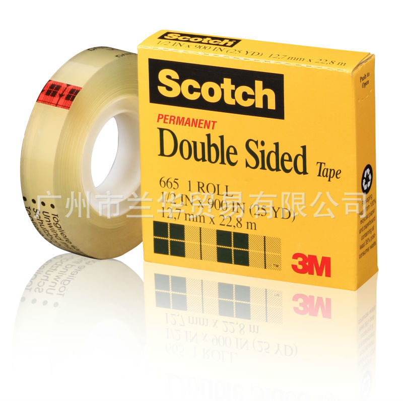 3M ˼�ߣ�Scotch�� 665 1/2*23m ͸��˫�潺�� 12.7mm*23m