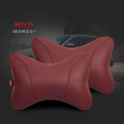 pair of car pillow car | Headrest - bwine-red