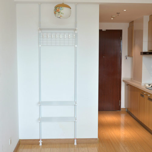 Top-down, self-standing hole-free hallway coat rack, 3-tier living room shoe rack, floor-mounted hanging rack layer