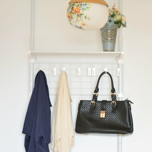 Top-down, self-standing hole-free hallway coat rack, 3-tier living room shoe rack, floor-mounted hanging rack layer