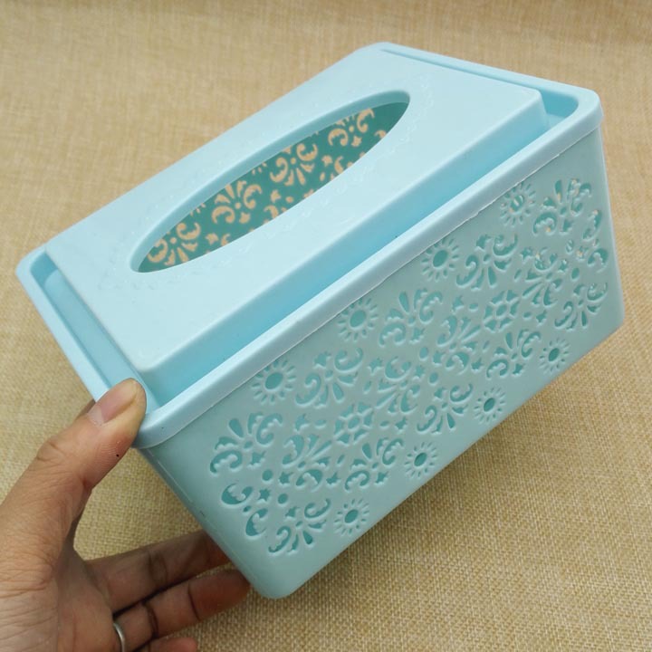 Caja Porta Pañuelos Cuadrada de Plástico Calado Multiuso para Sala de Estar y Baño