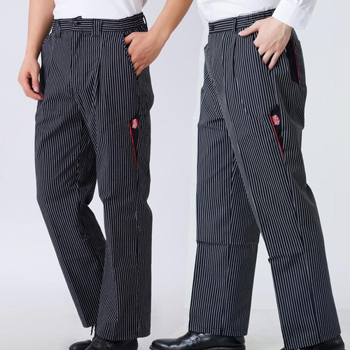 Wholesale Ready-to-Wear Chef Pants, Hotel Uniform Pants, Kitchen Striped Chef Pants, Restaurant Server Elastic Waist Pants