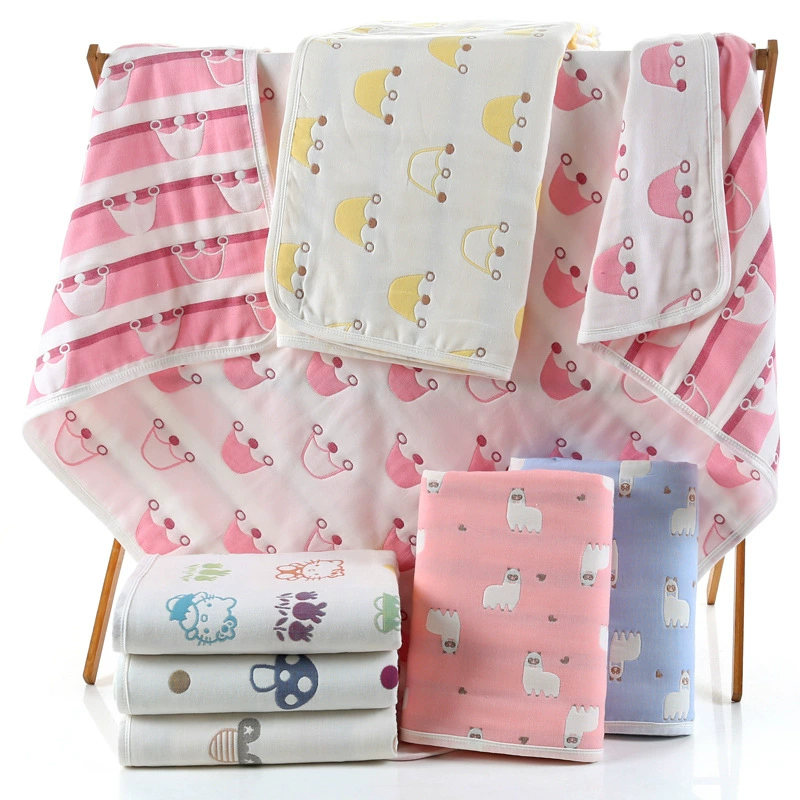Многослойное хлопковое Марлевое шестислойное детское стеганое одеяло для новорожденного, одеяло с ручкой, взрослое банное полотенце, детское полотенце, квадратное одеяло