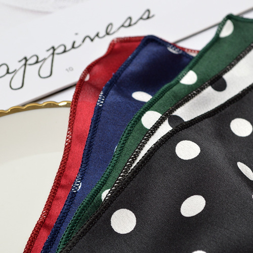 Korean style versatile small square scarf 50x50cm polka dot small silk scarf for women Korean small scarf multi-functional small scarf wholesale