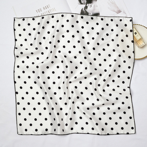 Korean style versatile small square scarf 50x50cm polka dot small silk scarf for women Korean small scarf multi-functional small scarf wholesale