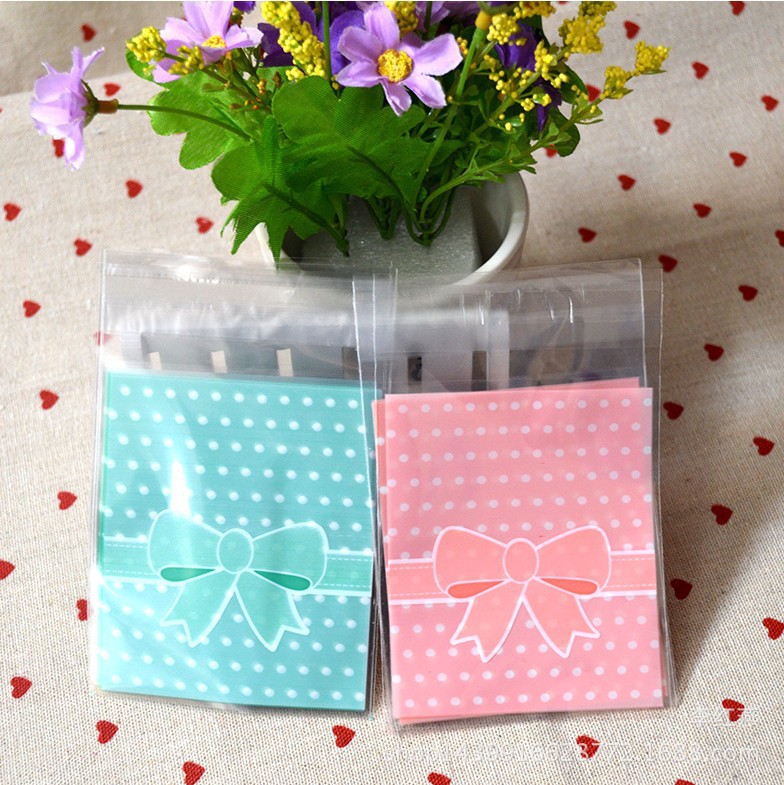 烘焙粉绿色蝴蝶结自封袋/饼干袋/礼品袋/西点袋/手工皂袋 8*10