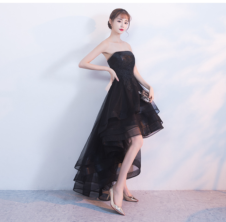 Evening Dress Girl 2025 New Tube Top Dress Socialite Small Fragrant Dress Sexy Party Short in Front and Long in Back