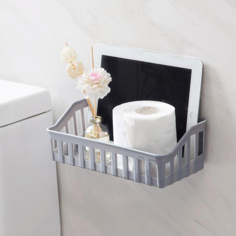 I108 llano hueco de almacenamiento de rack de baño Punch-libre de almacenamiento de plástico rack de baño de pared estante de artículos de tocador