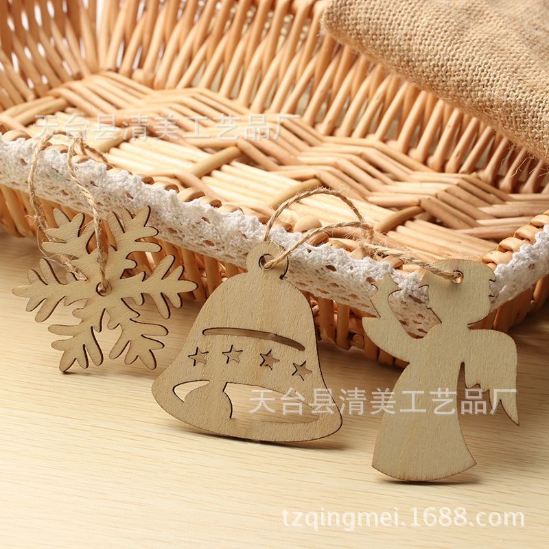 7 piezas de madera serie de Navidad de troncos piezas de madera decorativas de madera de bricolaje 10 piezas en un paquete