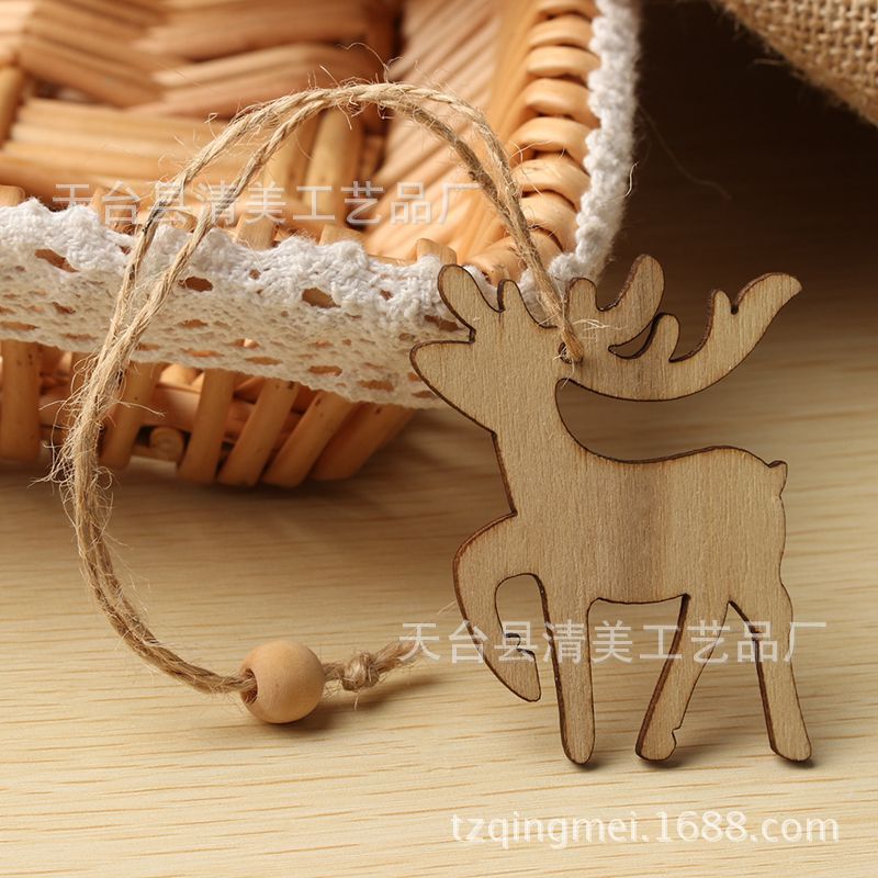 7 piezas de madera serie de Navidad de troncos piezas de madera decorativas de madera de bricolaje 10 piezas en un paquete