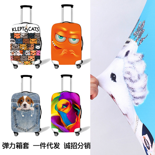 Luggage Cover Digital Printing Dustproof Waterproof Elastic Pull-along Suitcase Protection Cover Thick Unicorn Travel Suitcase Cover