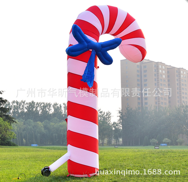 充气圣诞用品 圣诞老人拐杖充气模型 广场商场圣诞阵美装饰道具
