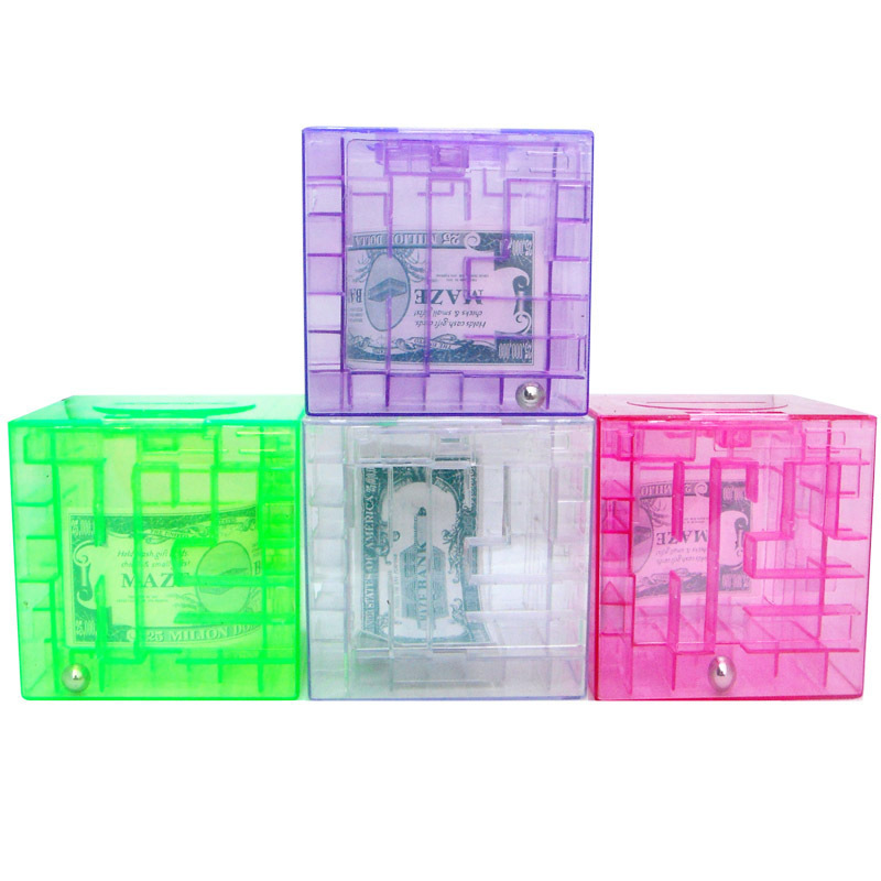 Comercio exterior 3D Laberinto Cubo de Rubik alcancía cuentas de inteligencia de los niños rompiendo la puerta alcancía de plástico juguete Laberinto