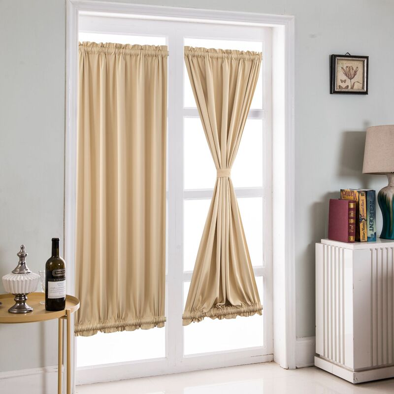 Factory Direct Sales Cross-Border Curtains Finished Rod Door Curtains High-Precision Solid Color Curtains French Door Curtains Wholesale