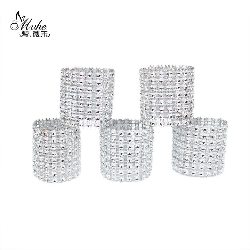Dining table party celebration Hotel Supplies 8 rows of diamond napkin ring Silver napkin buckle wedding table spot wholesale