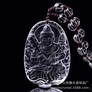 Natural White Crystal Eight Buming Buddha Pendant Men's and Women's Zodiac Buming Buddha Necklace Birthday Gift