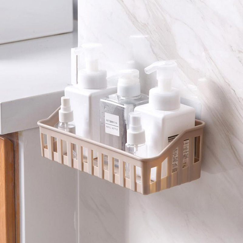 I108 llano hueco de almacenamiento de rack de baño Punch-libre de almacenamiento de plástico rack de baño de pared estante de artículos de tocador