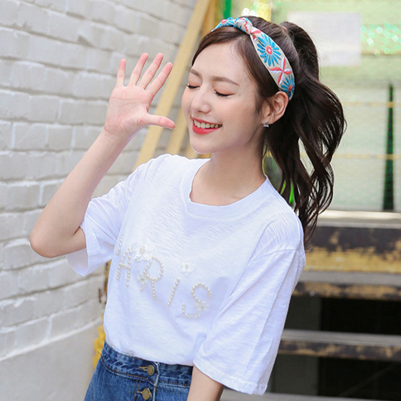 Corea del Sur tocado vintage bohemio Totem bordado estilo étnico anudado diadema europea y americana banda de Pelo elástico B503