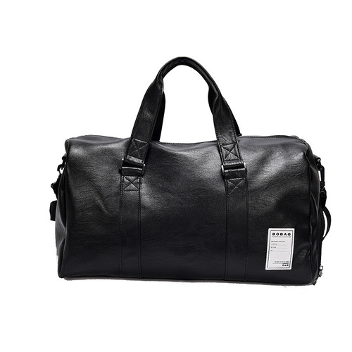 New PU leather men's travel bag cylindrical waterproof handbag large capacity aircraft luggage bag sports fitness bag