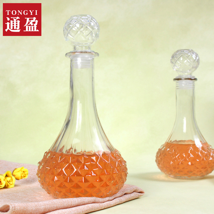 红酒瓶 500毫升至750毫升钻石玻璃葡萄酒瓶醒酒瓶自酿洋酒瓶子