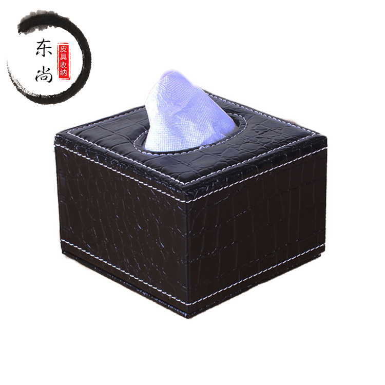 ホテル紙引き箱レストランktv皮革正方形引き箱ヨーロッパ風皮質ティッシュ箱広告ロゴ卸売り